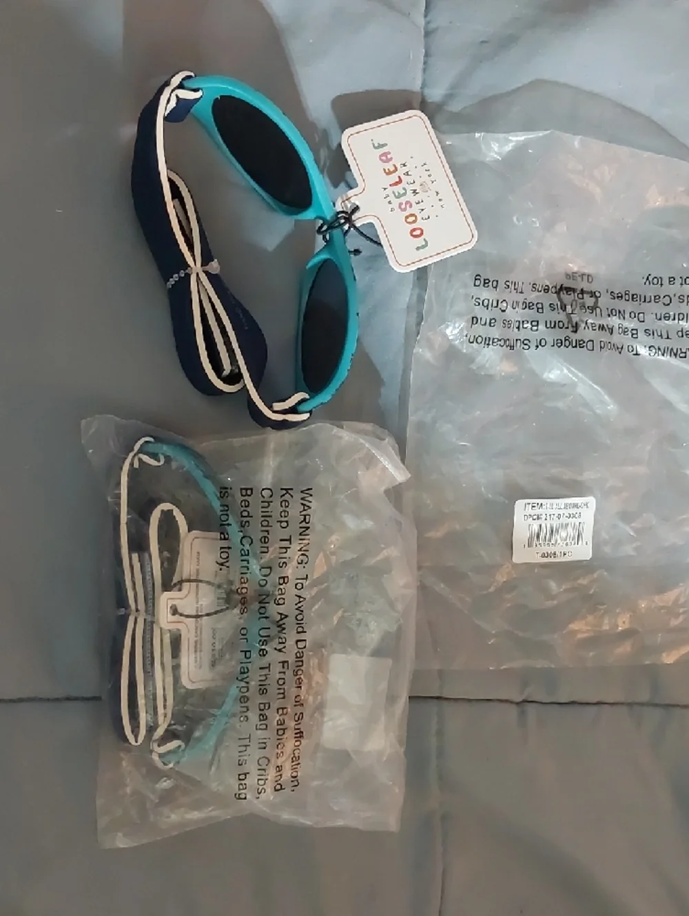 Looseleaf Two Pair Shark Print Baby Sunglasses in Teal Blue